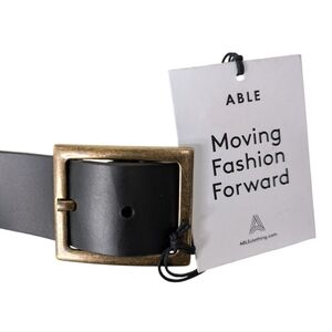 Able Carolina Men's Black Belt with Gold Buckle. Size L/XL